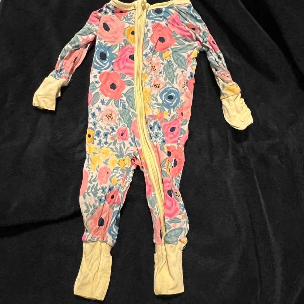 Little Sleepies Pink and Blue Floral Footie